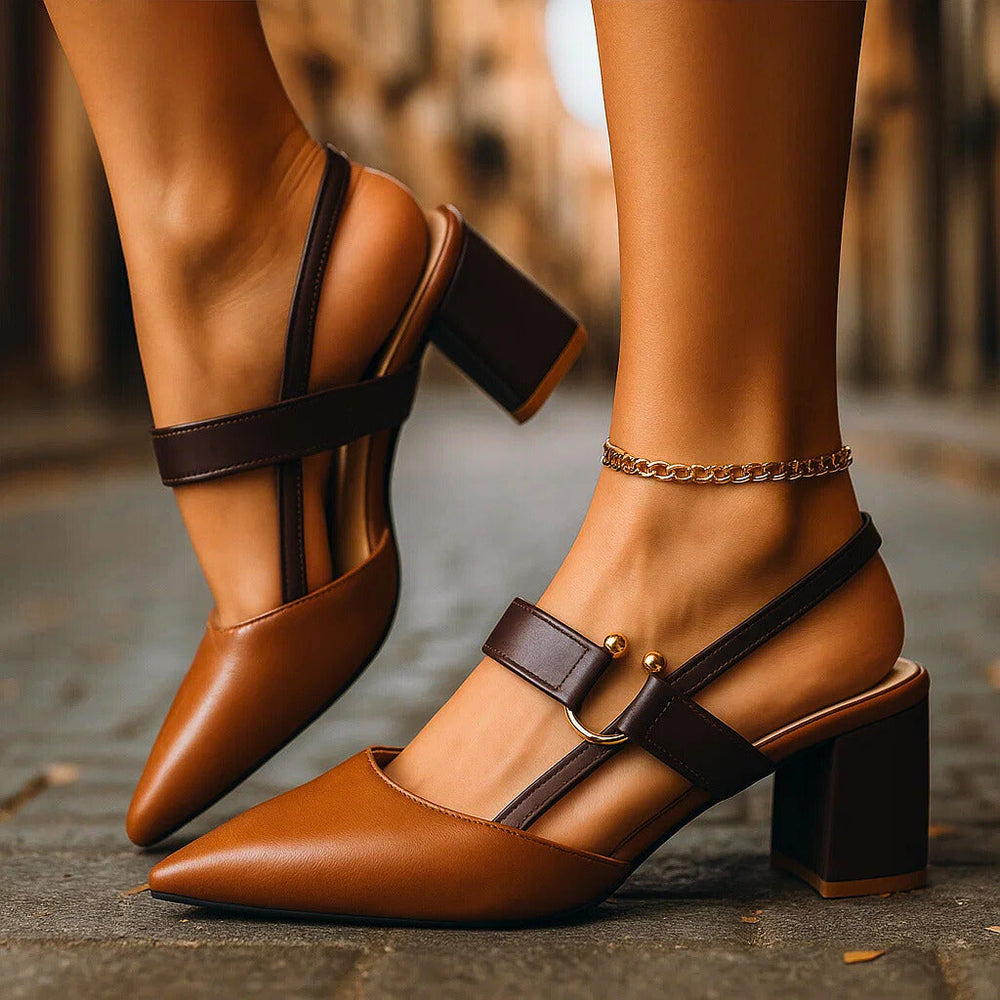 Helena | Spitze Slingback-Pumps mit Blockabsatz – Ansicht 03