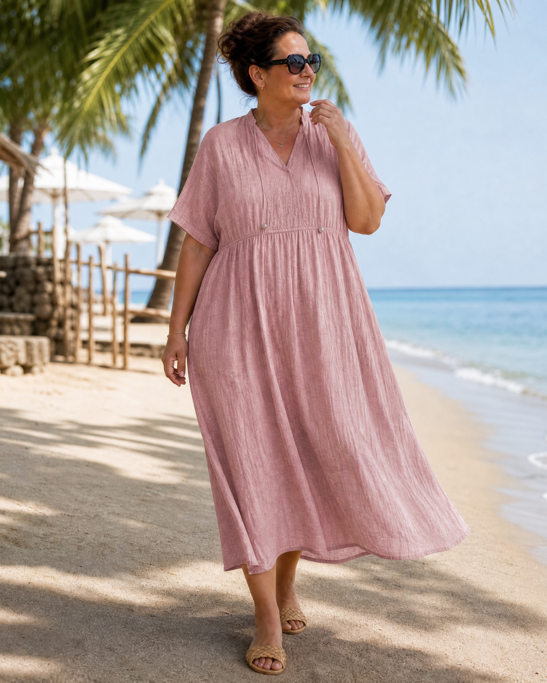 Helene Midikleid mit V-Ausschnitt
