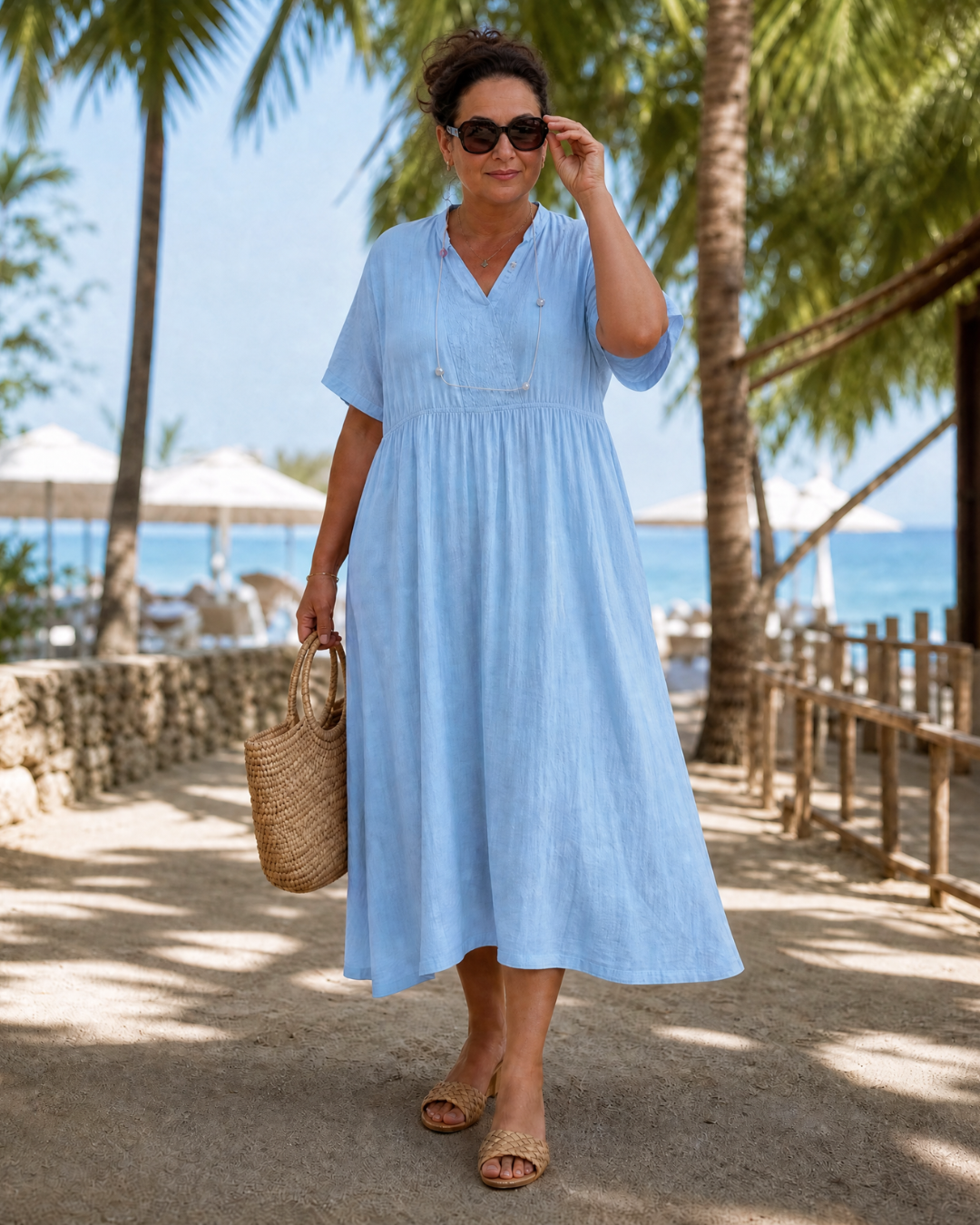 Helene Midikleid mit V-Ausschnitt