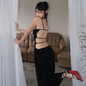 Lace Up Sexy Slim Fit Dress Nightclub Spicy Girl Hip Hugging Skirt Tops