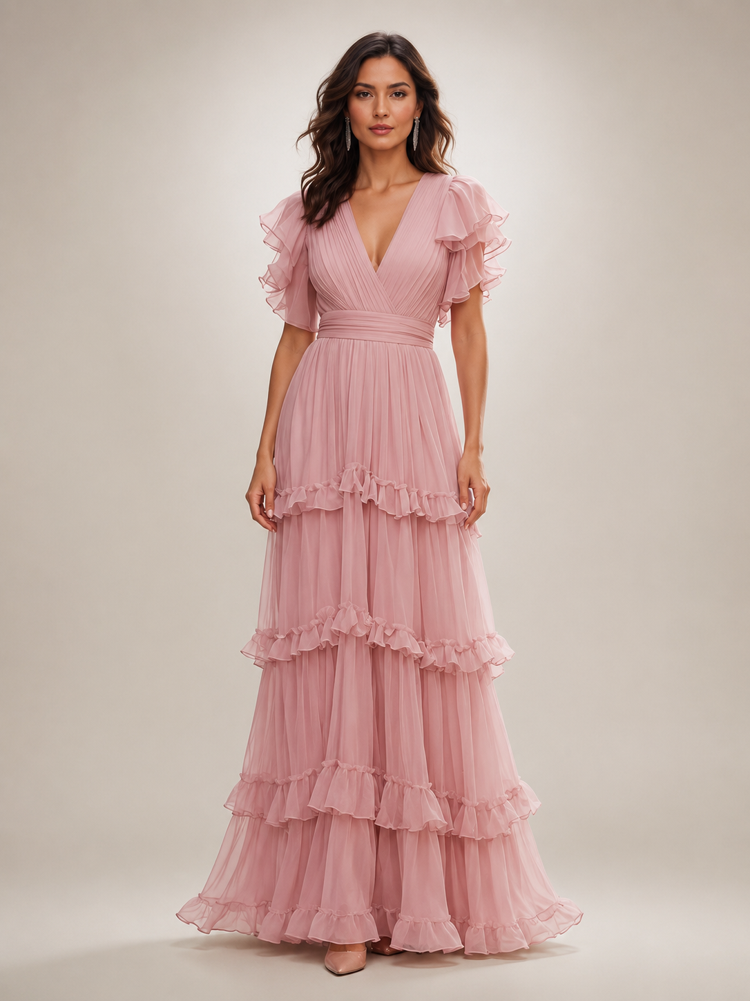 Agathe | Wickelkleid mit V-Ausschnitt und Rüschen