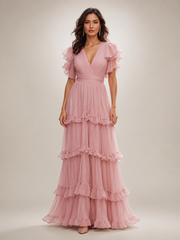 Agathe | Wickelkleid mit V-Ausschnitt und Rüschen