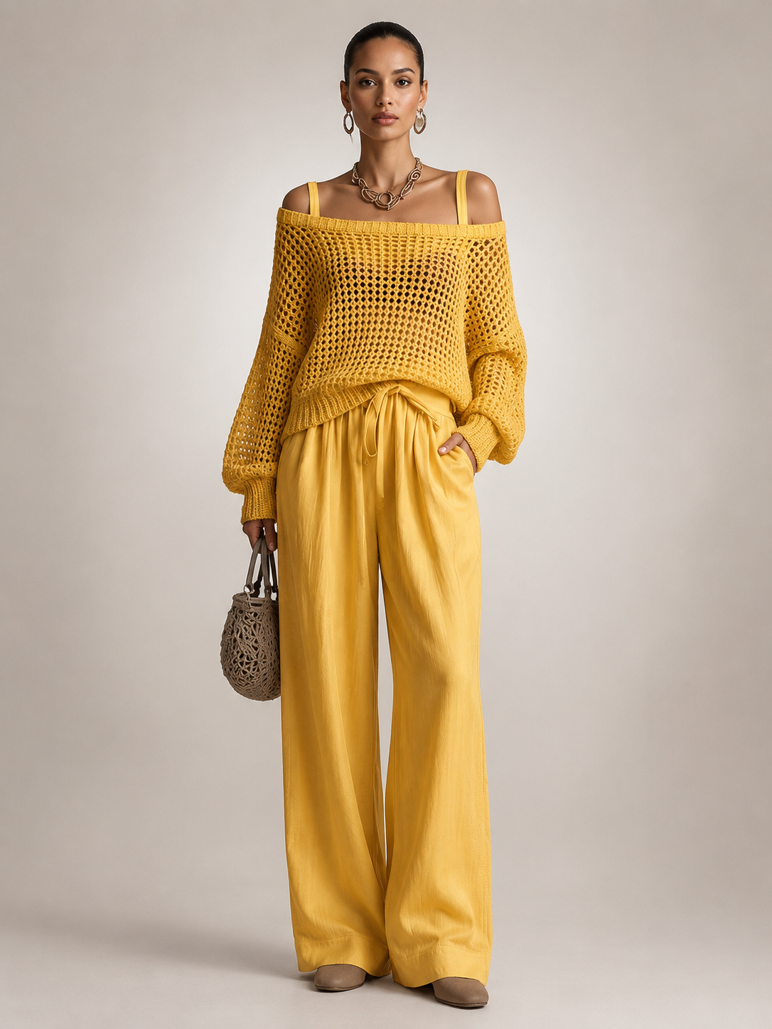 Herta | Off-Shoulder Zweiteiler-Set mit weiter Hose