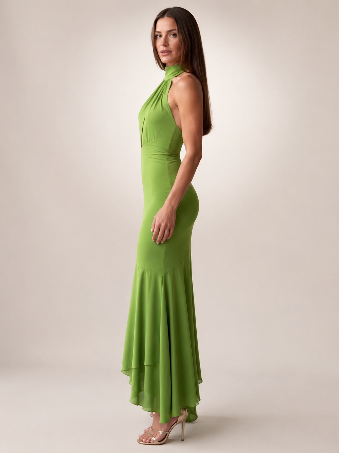 Vera | Drapierte Neckholder-Midikleid