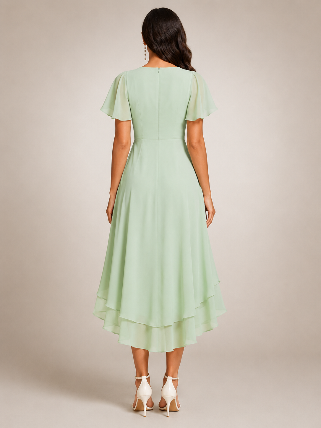 Reinhilde | Maxikleid mit asymmetrischem Saum und V-Ausschnitt