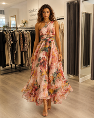 Editha | One-Shoulder Maxikleid mit Blumenprint