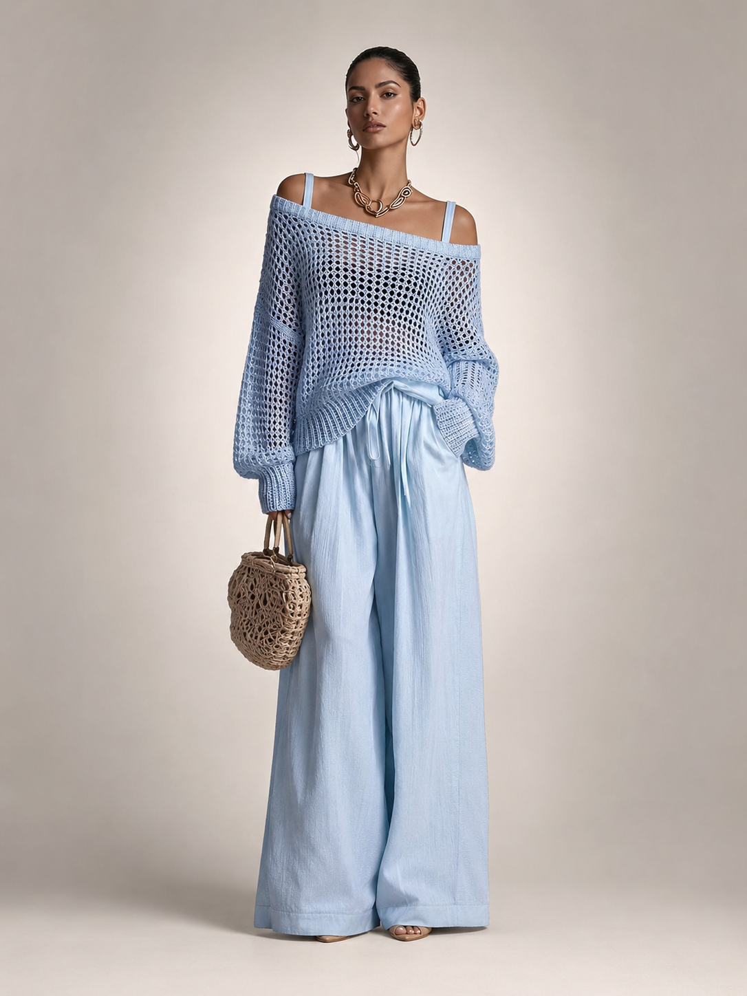 Herta | Off-Shoulder Zweiteiler-Set mit weiter Hose