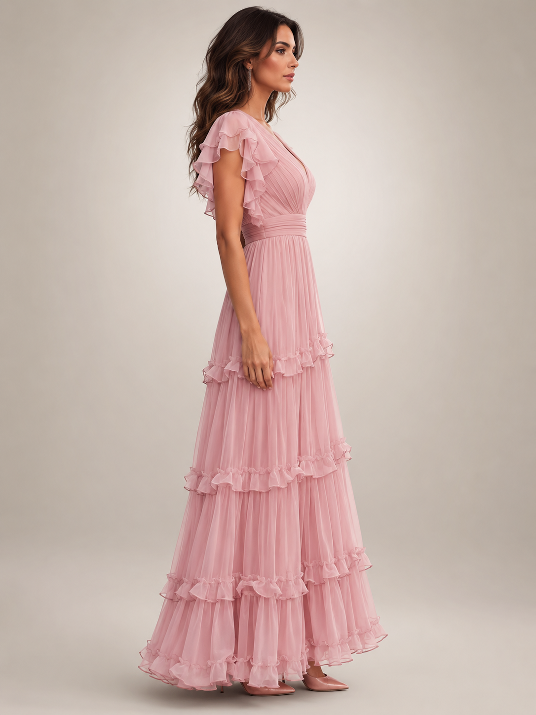 Agathe | Wickelkleid mit V-Ausschnitt und Rüschen
