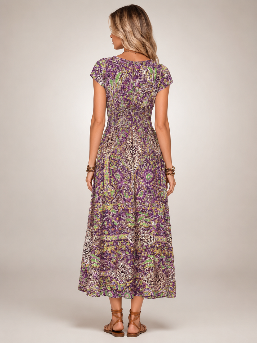 Ottilie | Boho-Maxikleid mit Paisley-Patchwork-Print