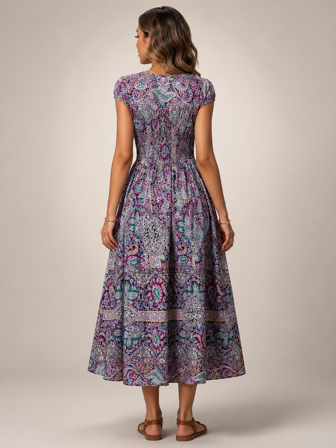 Ottilie | Boho-Maxikleid mit Paisley-Patchwork-Print
