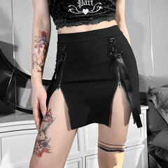 Halloween Dark Style Zipper Lace Short Half Skirt Punk Trend Women Sexy Short Skirts