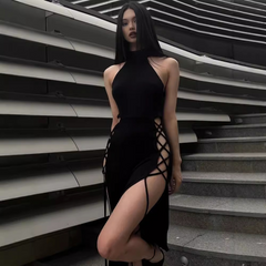 Sexy Dark Halloween Style Velvet Bodycon Evening Dress
