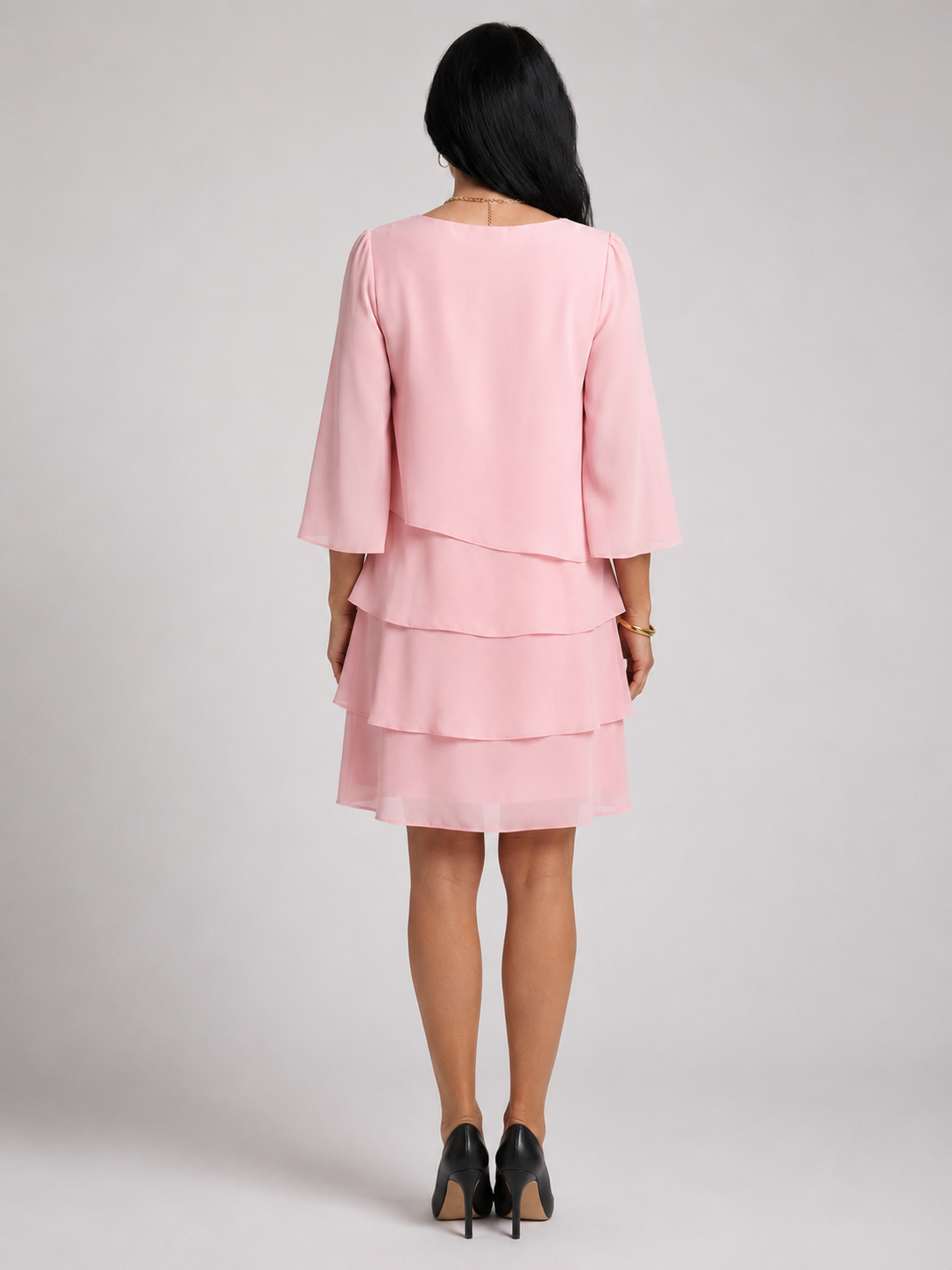 Elara | Knielanges Kleid mit Volantärmeln