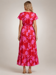 Dorothea | Ärmelloses Midikleid mit V-Ausschnitt und Volant