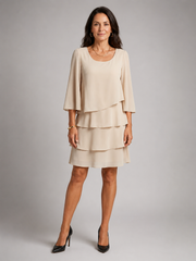 Elara | Knielanges Kleid mit Volantärmeln