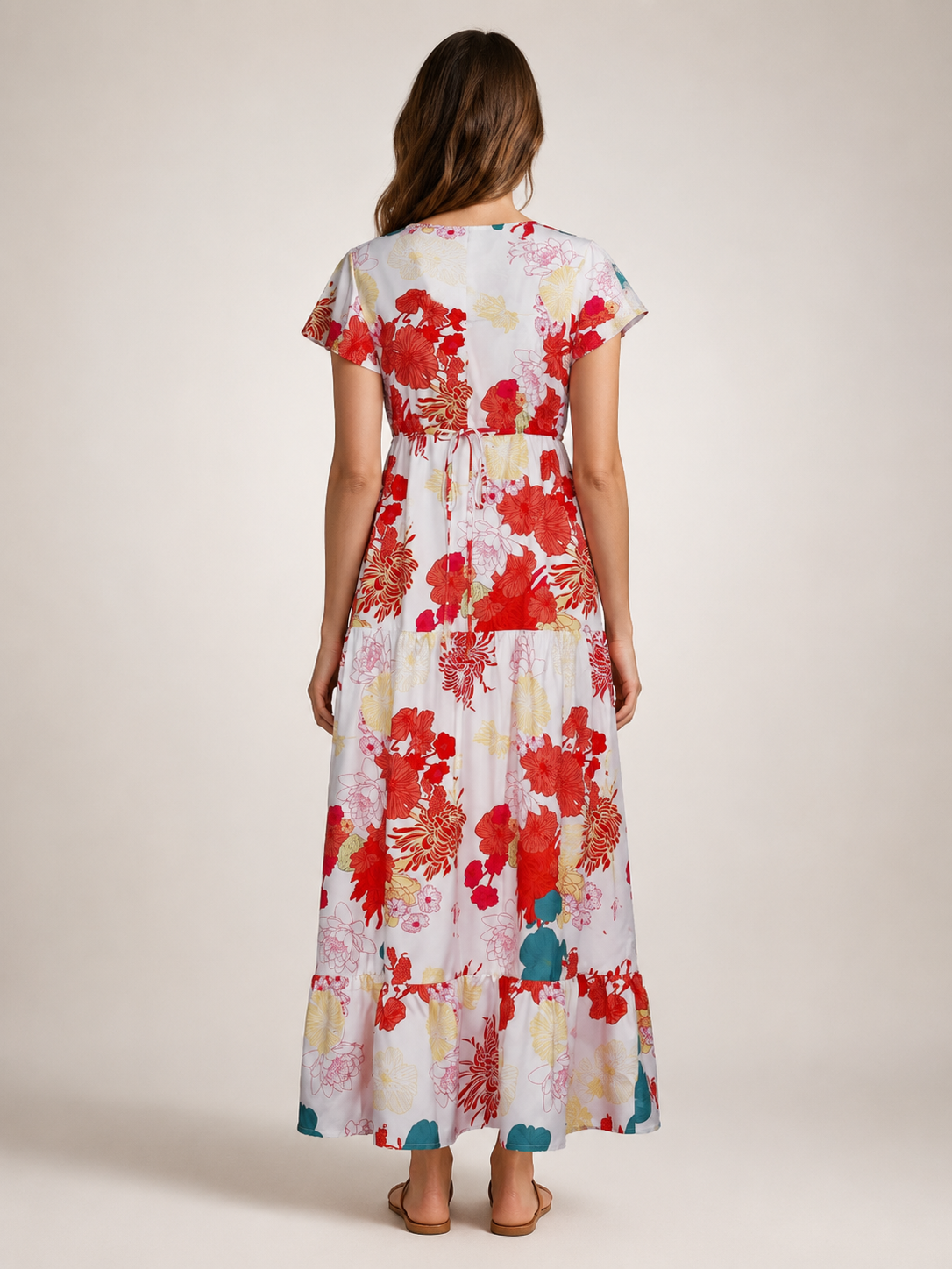 Dorothea | Ärmelloses Midikleid mit V-Ausschnitt und Volant