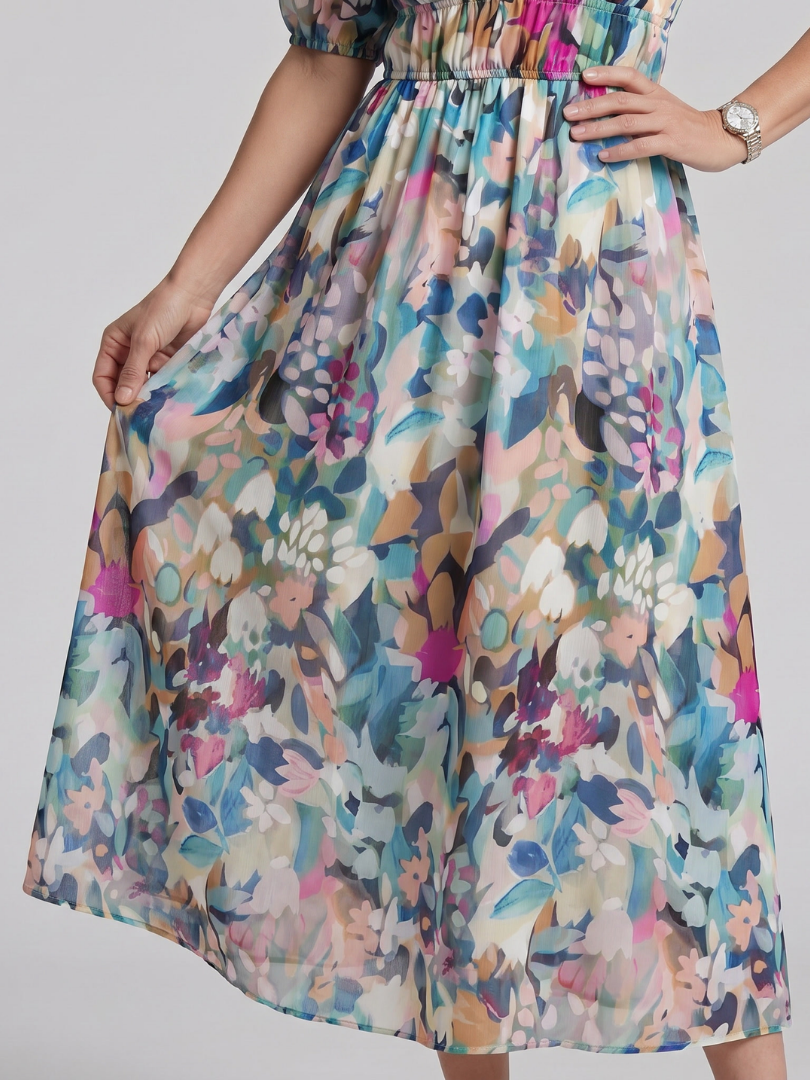 Paula Midikleid Puffärmel – Ansicht 01