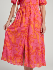Petra Midikleid Blumenmuster Puffärmel – Ansicht 01
