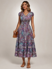 Ottilie | Boho-Maxikleid mit Paisley-Patchwork-Print