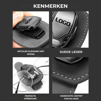 Multifunctionele Auto Brilclip Gestikt Suede