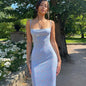 Fashion High Waisted Satin Suspender Dress for Women Sexy Elegant Bodycon Outfit Evening Dress