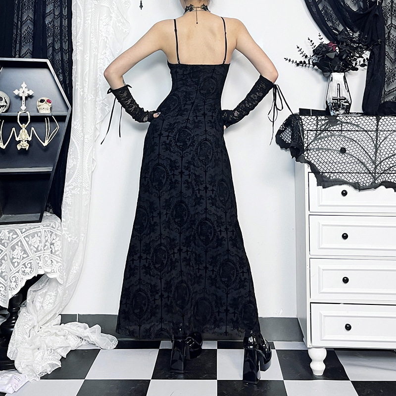New Girls Hip Wrap Dress Dark Style Personality Cross Sexy Midi Dress