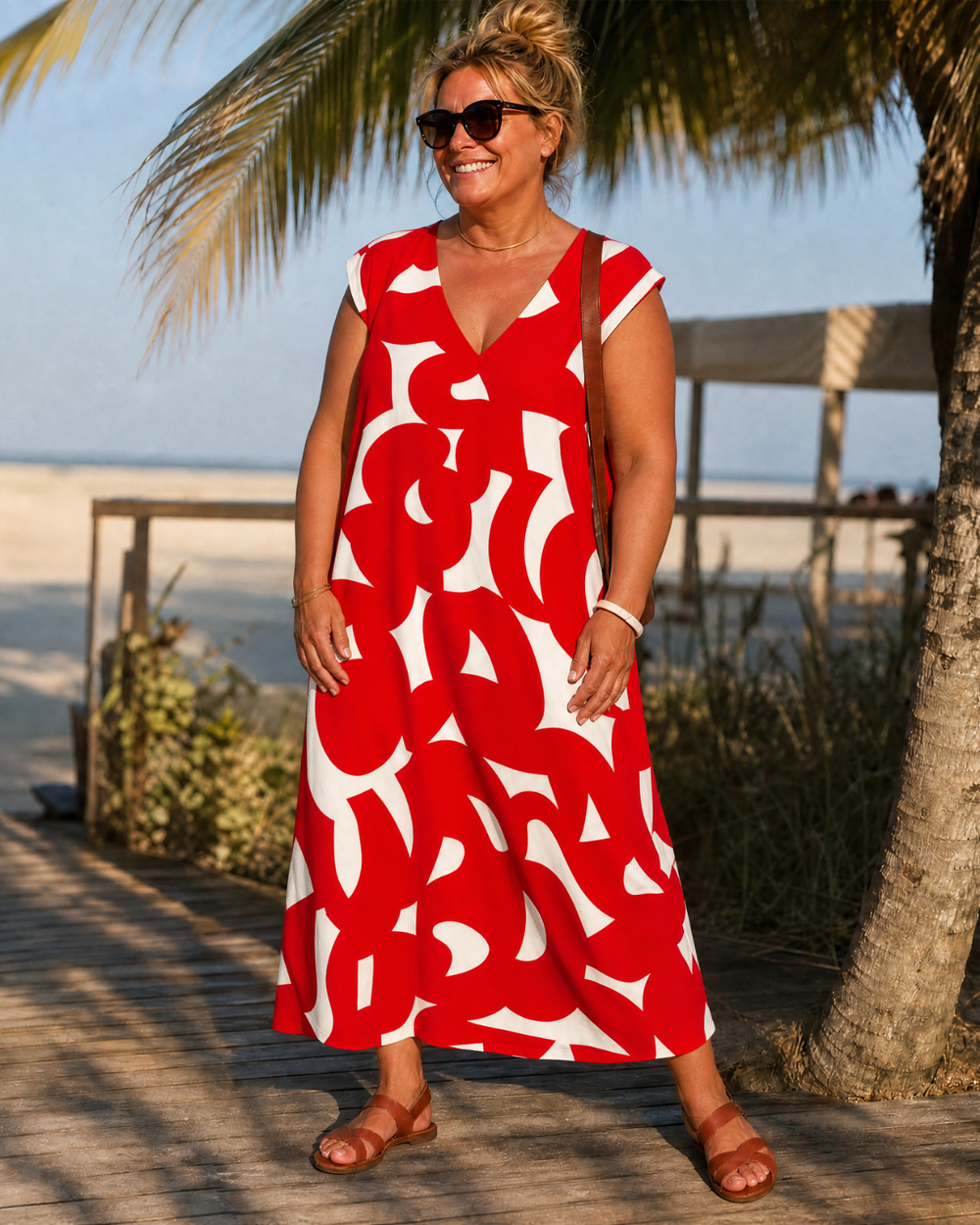 Emma | Gemustertes Midi-Kleid – Bild 3