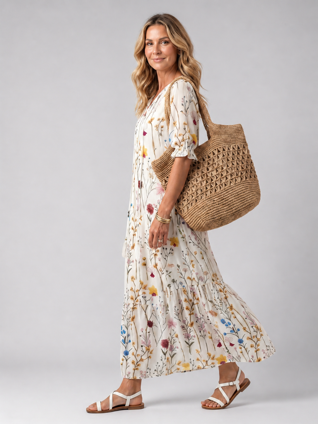 Manuela | Midikleid mit botanischem Print