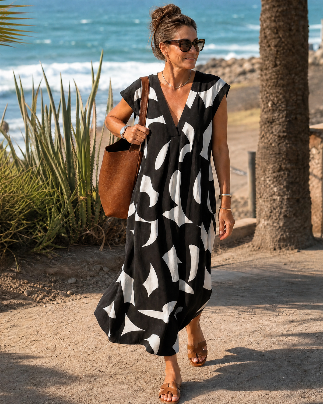Emma | Gemustertes Midi-Kleid – Bild 3