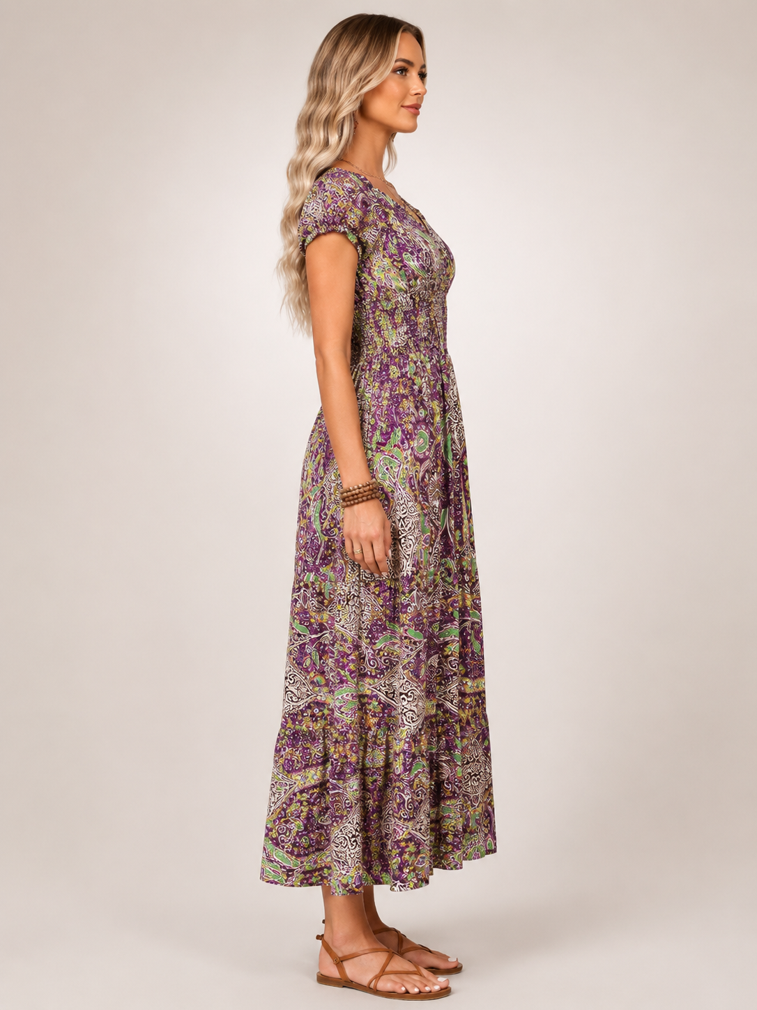 Ottilie | Boho-Maxikleid mit Paisley-Patchwork-Print