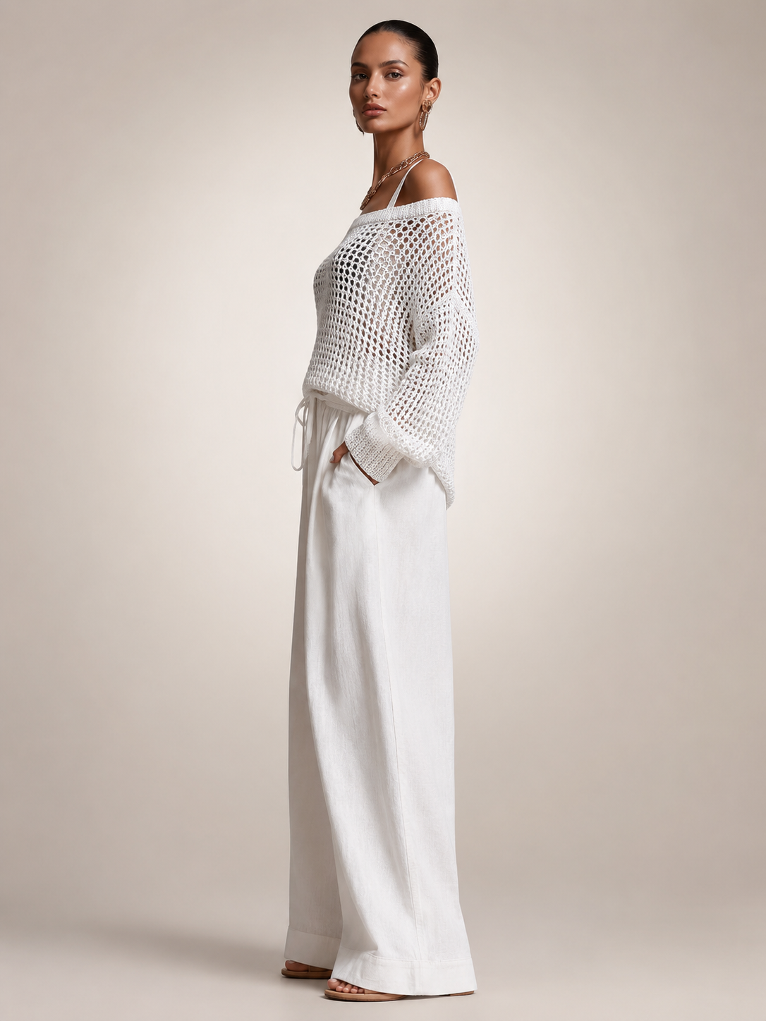 Herta | Off-Shoulder Zweiteiler-Set mit weiter Hose