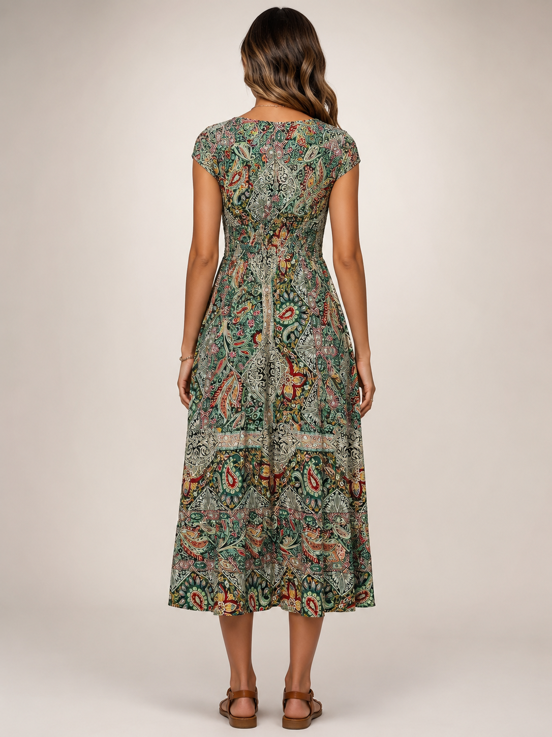 Ottilie | Boho-Maxikleid mit Paisley-Patchwork-Print