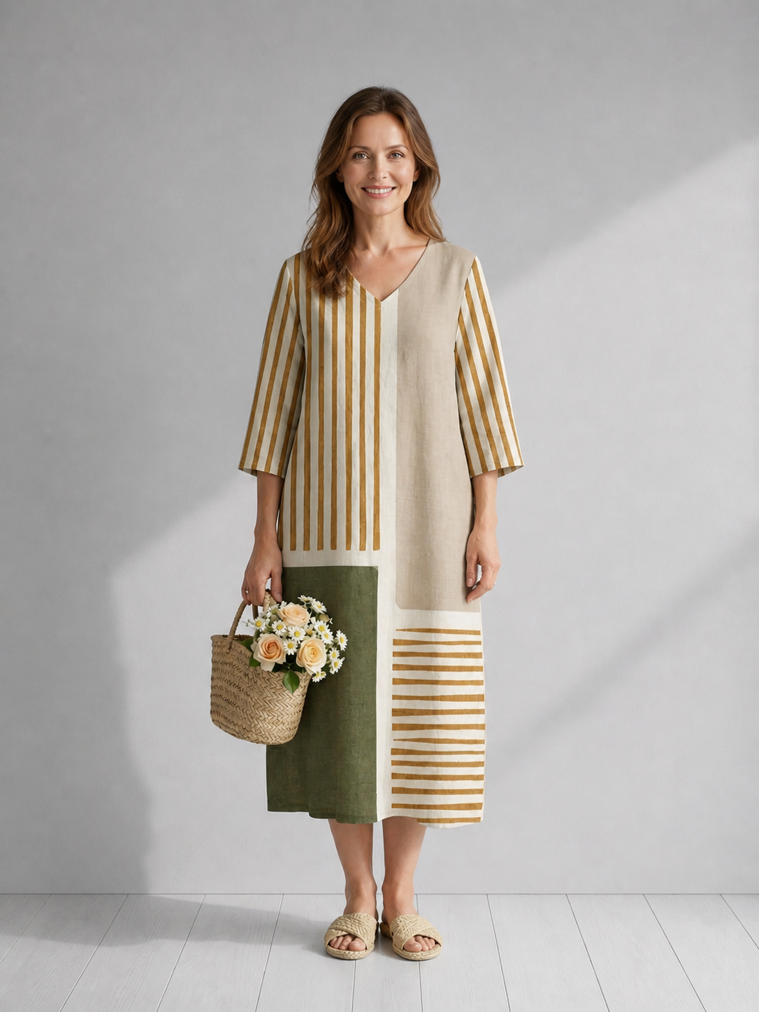 Christa | Striped Midi Dress