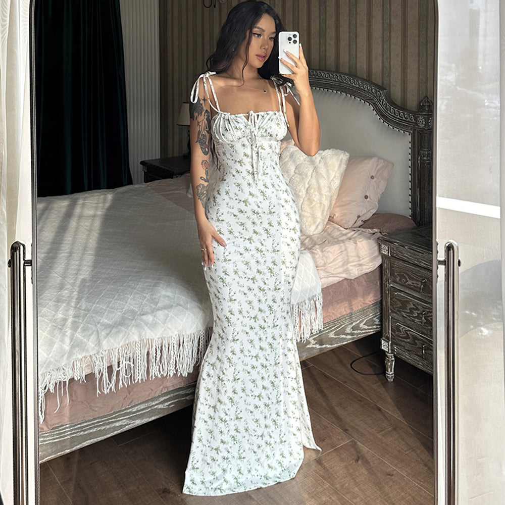 Fashion High Waisted Satin Suspender Dress for Women Sexy Elegant Bodycon Outfit Evening Dress