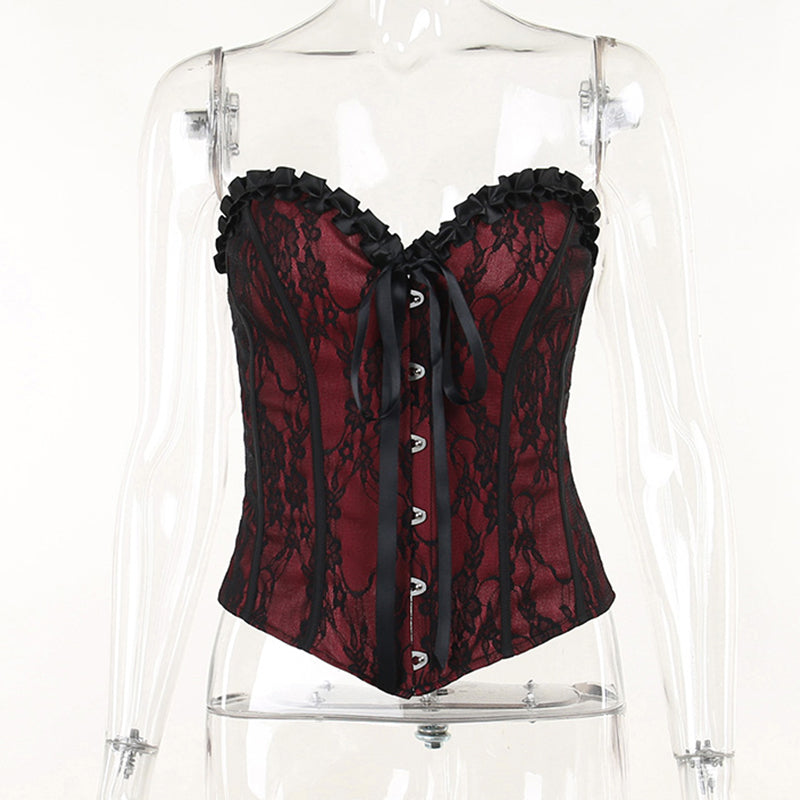 Dark Halloween Style Lace Tank Top Punk Navel Print Sexy Backless Streetwear Y2K Camisole
