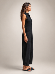 Frieda | Sleeveless Linen Jumpsuit with Stand-Up Collar