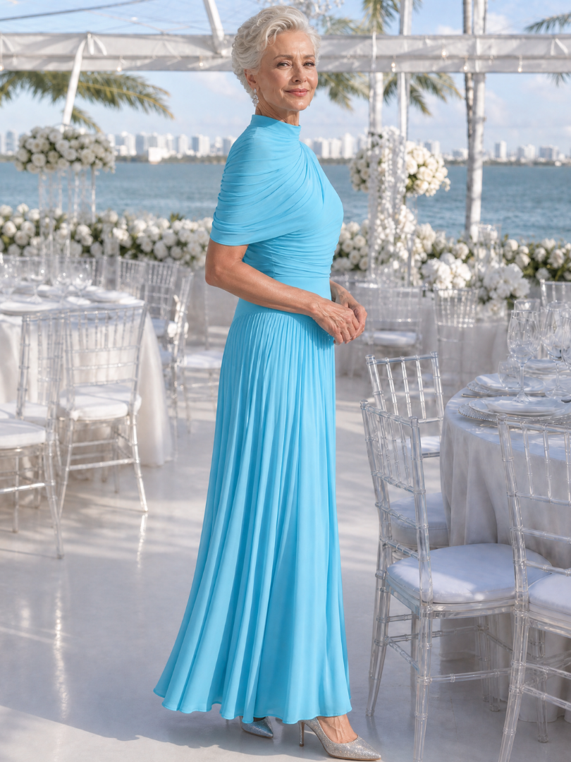 Romy | One-Shoulder-Maxikleid mit drapiertem Oberteil