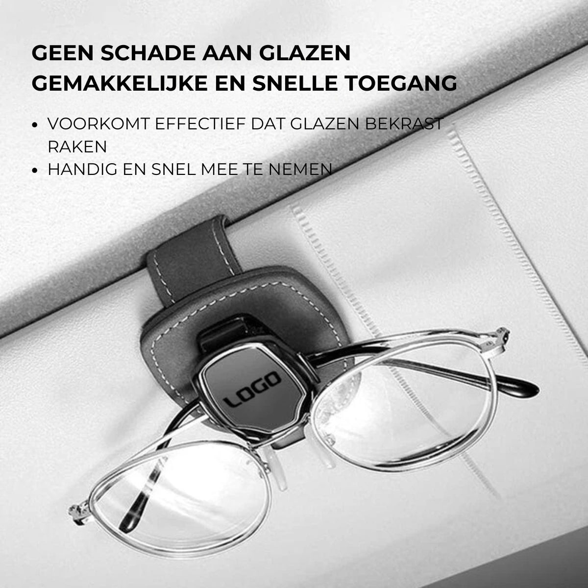 Multifunctionele Auto Brilclip Gestikt Suede