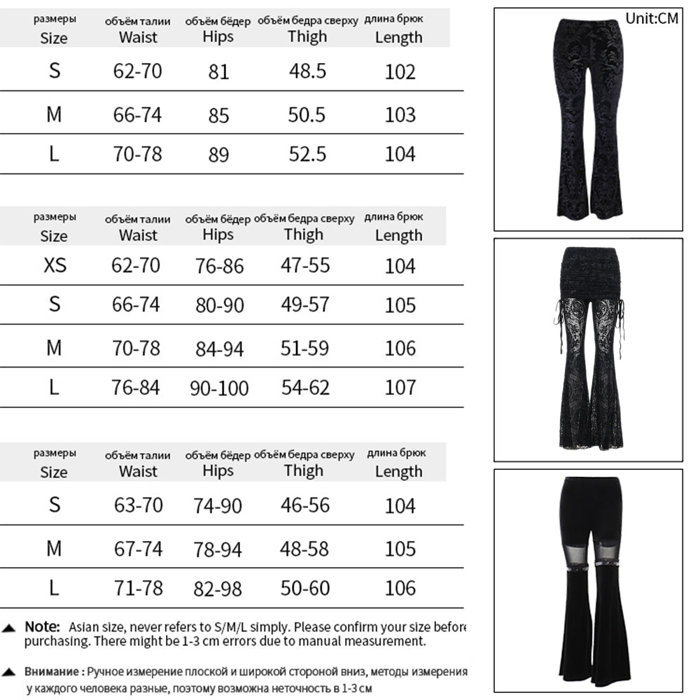 Y2K Gothic Streetwear Lace Mesh Flared Pants Black Sexy Perspective Long Trousers