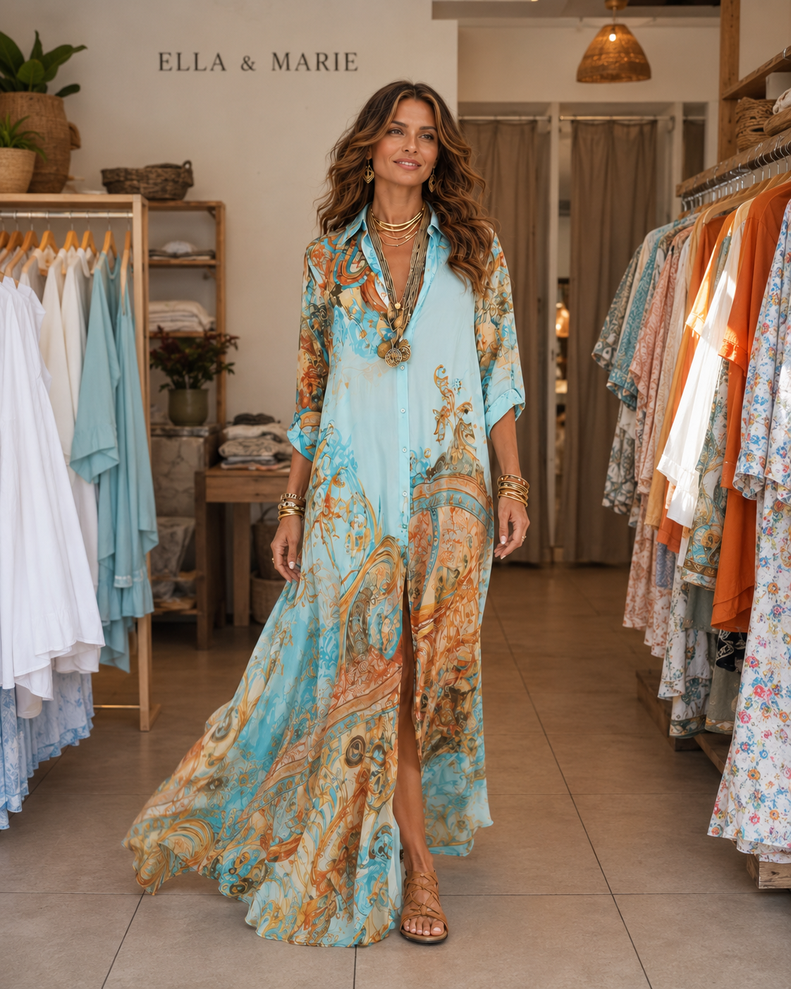 Liane | Geblümtes Maxikleid mit Knopfleiste