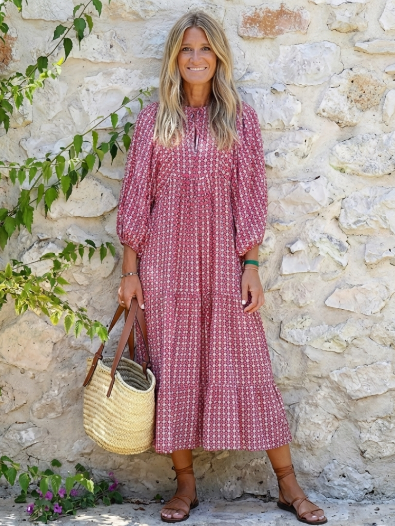 Greta | Midikleid mit geometrischem Muster