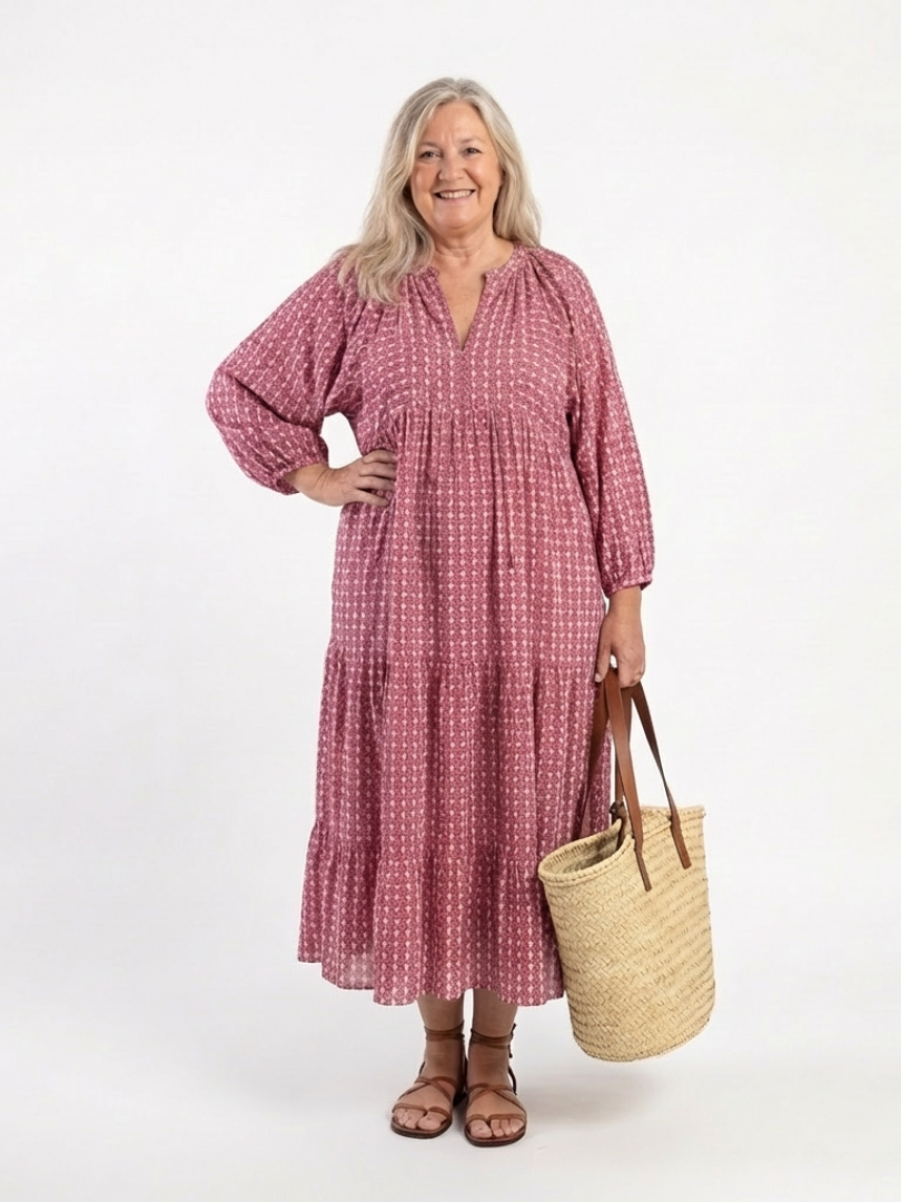 Greta | Midikleid mit geometrischem Muster