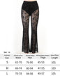 Y2K Gothic Streetwear Lace Mesh Flared Pants Black Sexy Perspective Long Trousers
