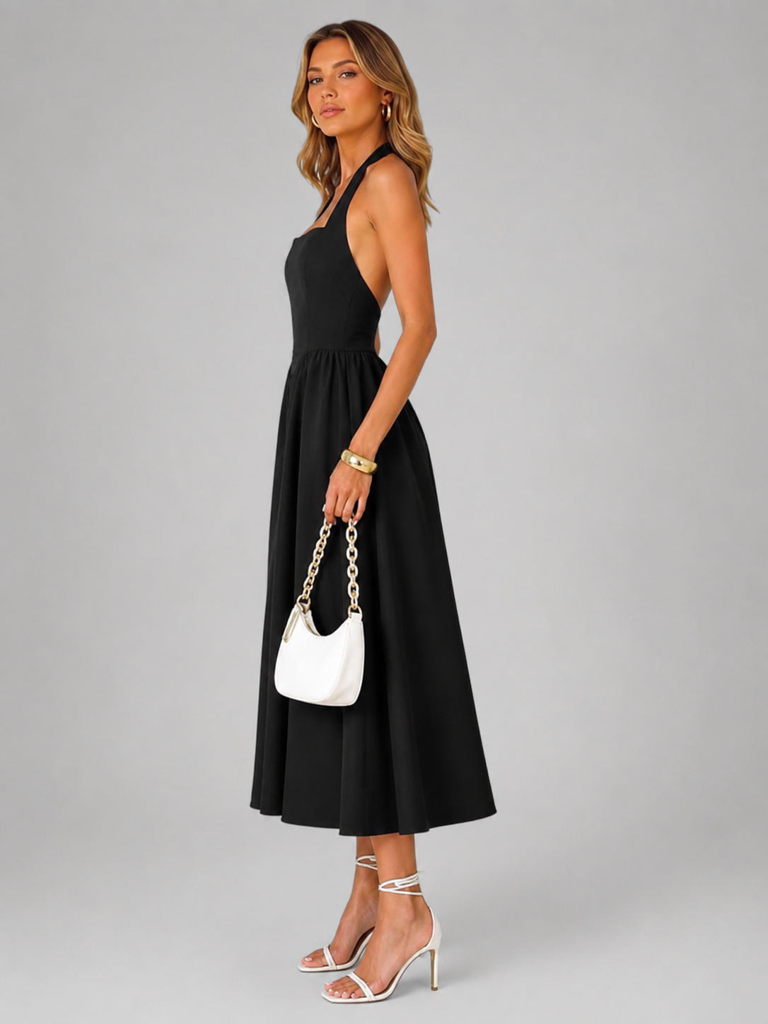 Carlotta | Neckholder-Midikleid mit Raffung