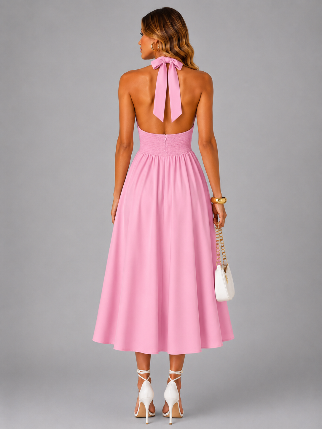 Carlotta | Neckholder-Midikleid mit Raffung