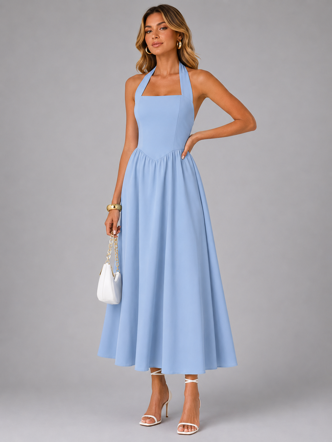 Carlotta | Neckholder-Midikleid mit Raffung