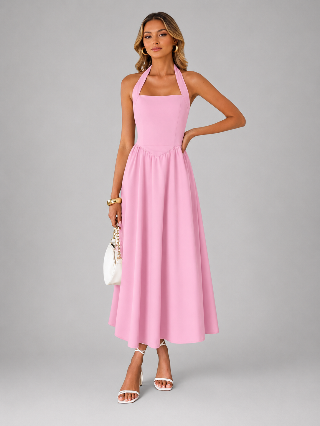 Carlotta | Neckholder-Midikleid mit Raffung