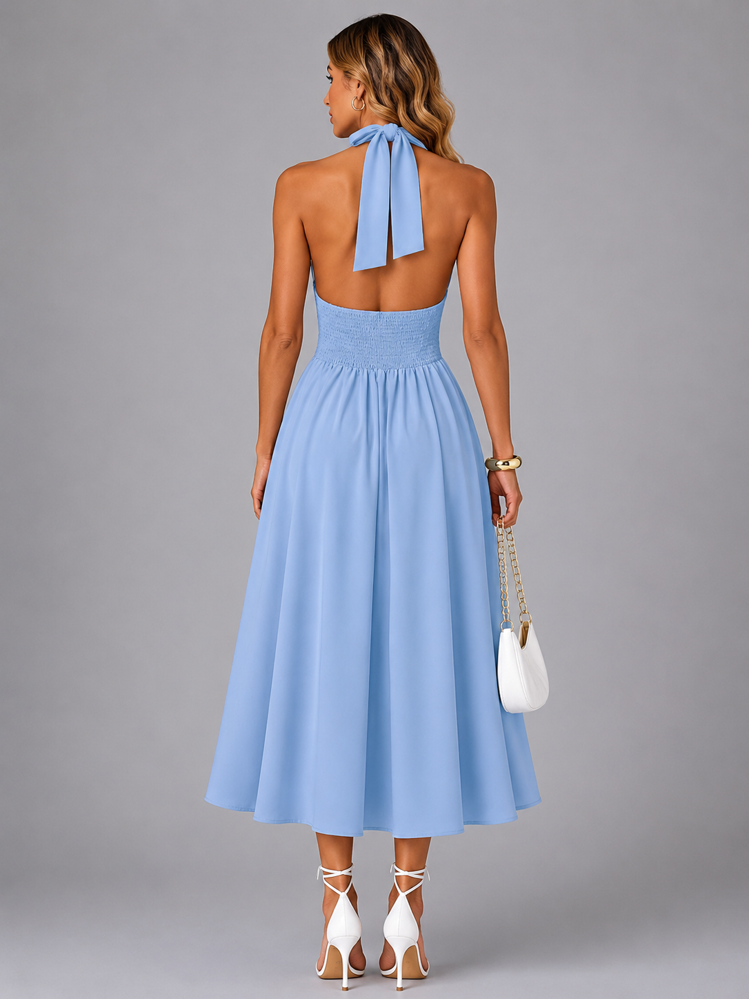 Carlotta | Neckholder-Midikleid mit Raffung