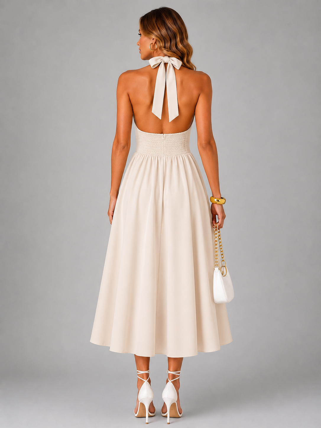 Carlotta | Neckholder-Midikleid mit Raffung