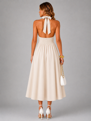 Carlotta | Neckholder-Midikleid mit Raffung